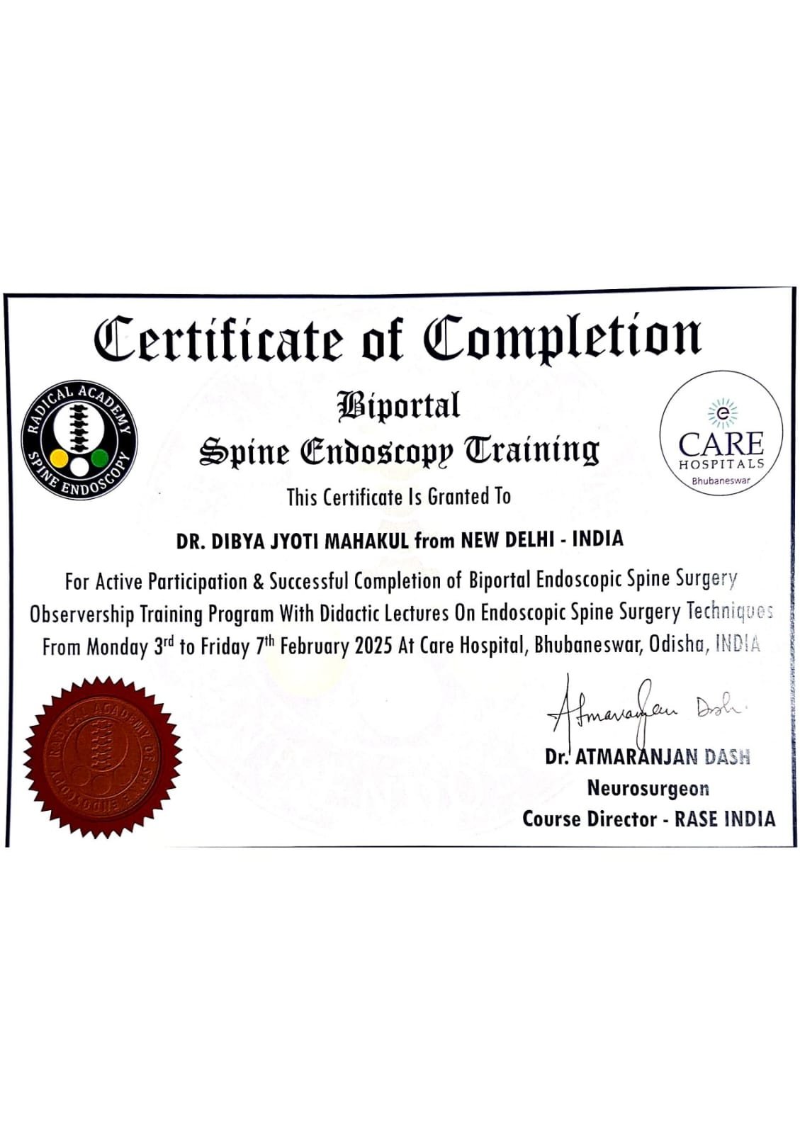 Dr. Dibya Jyoti Mahakul achievement