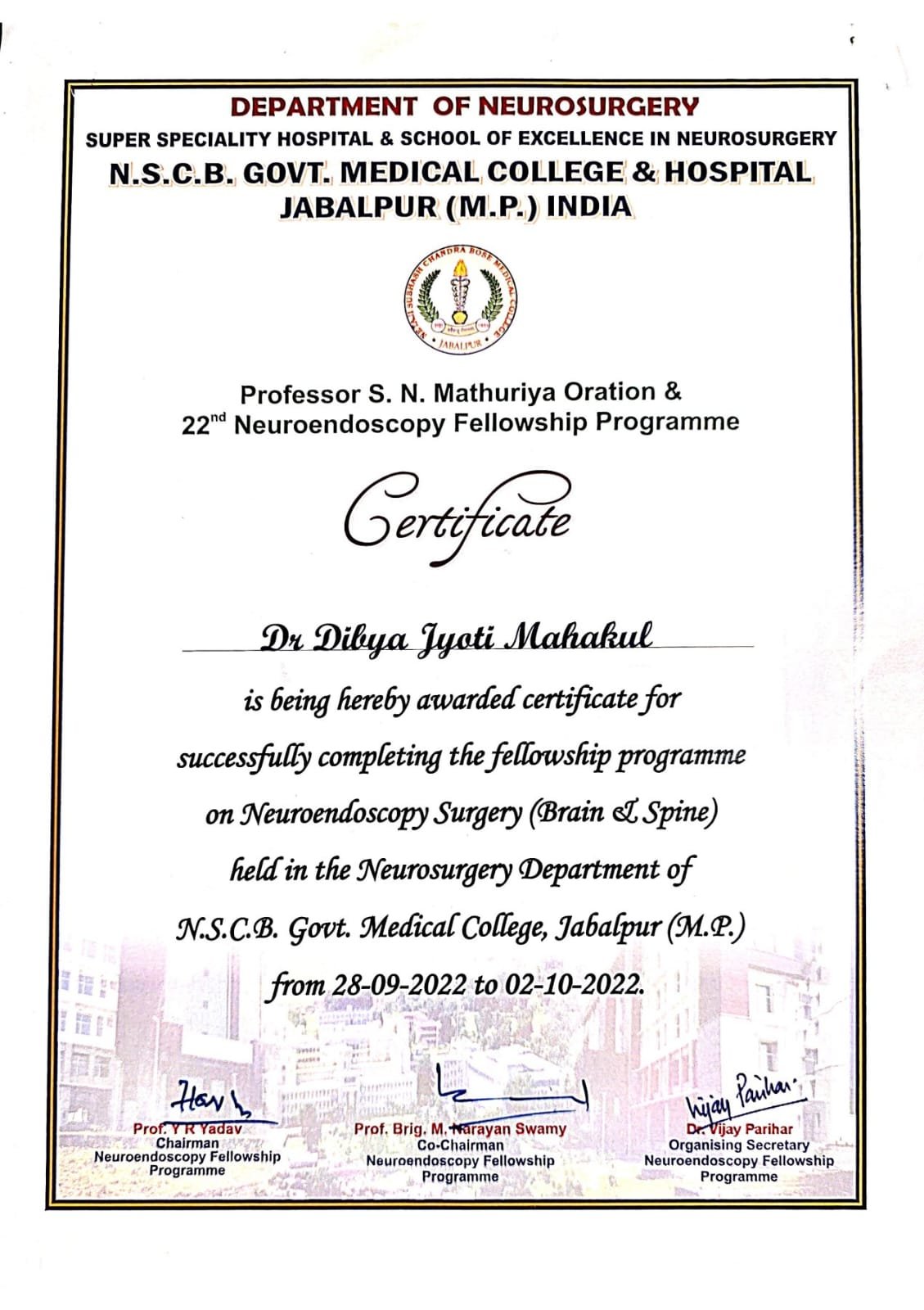 Dr. Dibya Jyoti Mahakul achievement